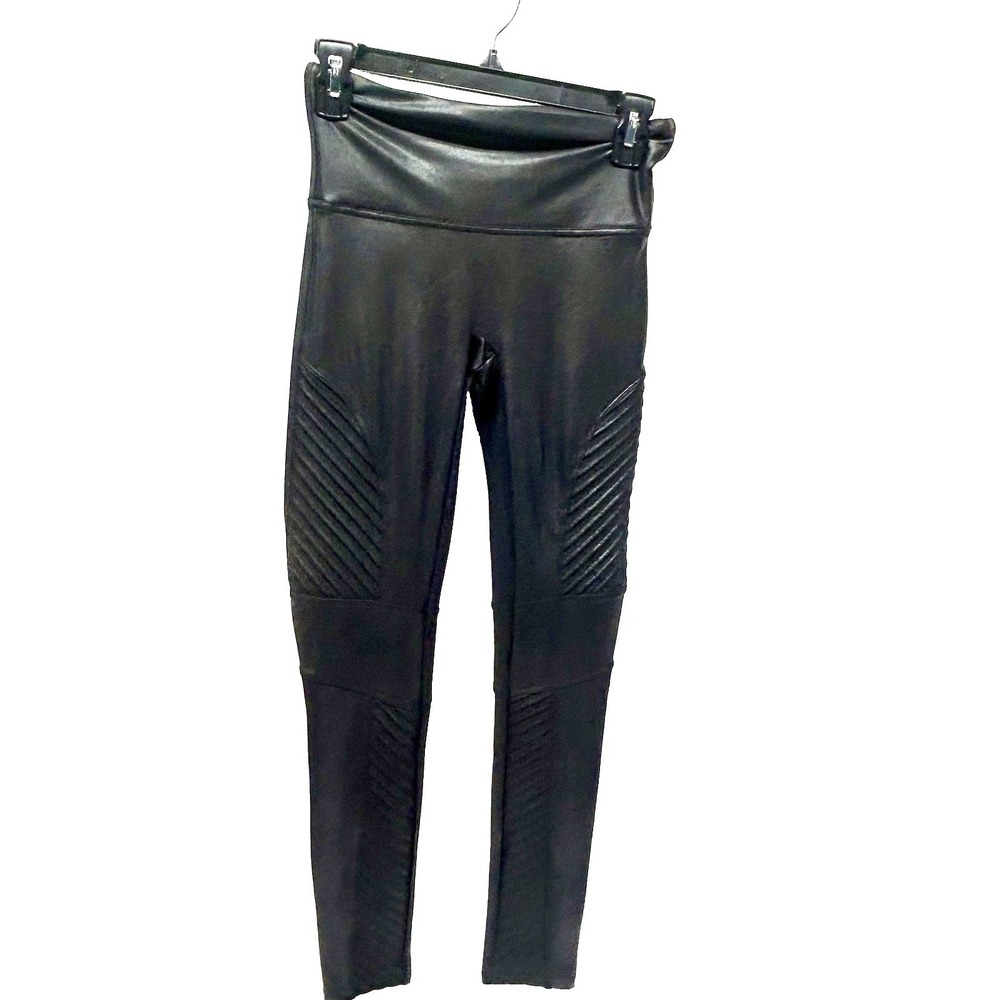 Spanx Women's Medium Shiny Nylon Blend Black Leggings (B2)
